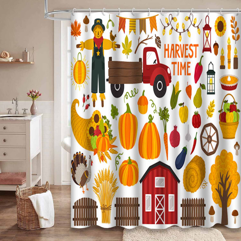 Rideau de douche jaune imperméable, rideaux de douche pour la salle de bain avec 12 crochets, 72" L x 72" W