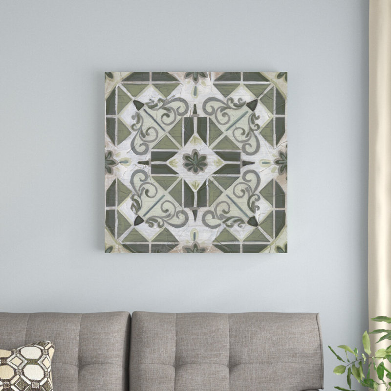 «Vintage Verdigris Tile IV» par June Erica Vess, reproduction d'art sur toile tendue, H 30 po x l 30 po