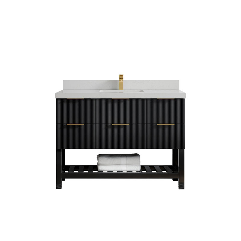 Ensemble de meuble-lavabo simple 48 po Chayil, Quartz de Carrare