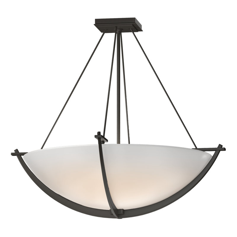 Compass 3 - Light Semi Flush Mount, Dark Smoke, Opal White, 24.1" H x 27.4" W x 27.4" D