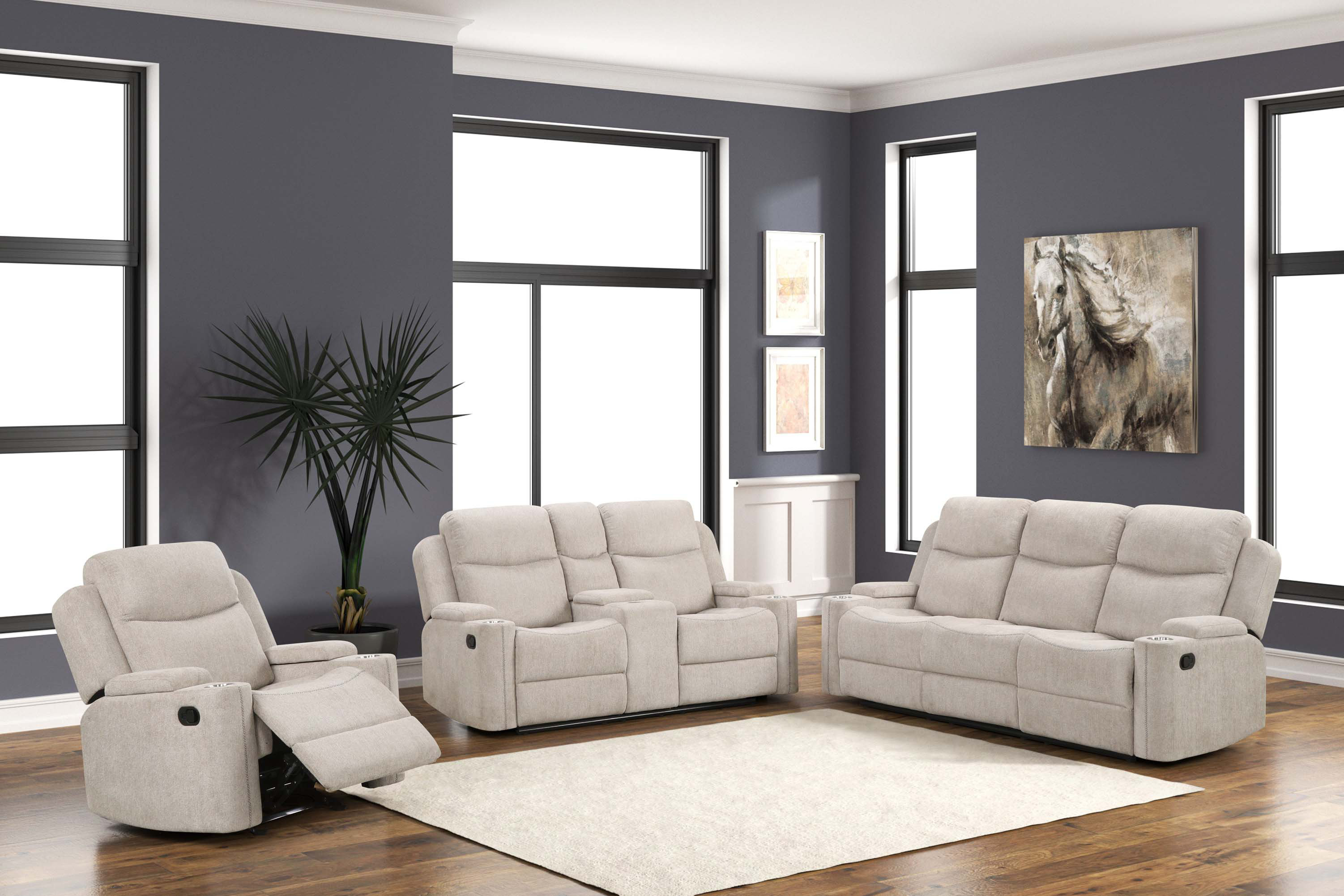 Latitude Run® 3 Pcs Chenille Living Room Set (Sofa, Loveseat, Chair ...