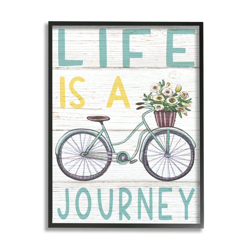 Panier de fleurs «Life's a Journey» par Elizabeth Tyndall - impression, H 20 po x l 16 po, Giclée encadrée noir minuit