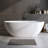 59'' Solid Surface Matte Tub, Solid Surface Soaking Tub, Stone Resin Freestanding Bathtub, Thick Edge Stand Alone Tubs With Overflow, Pop-Up Drain
