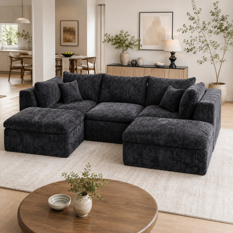 Canapé modulaire 111 po, Black Chenille