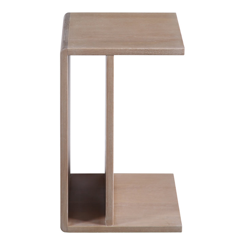 Hiroki Solid Wood End Table, White Wash