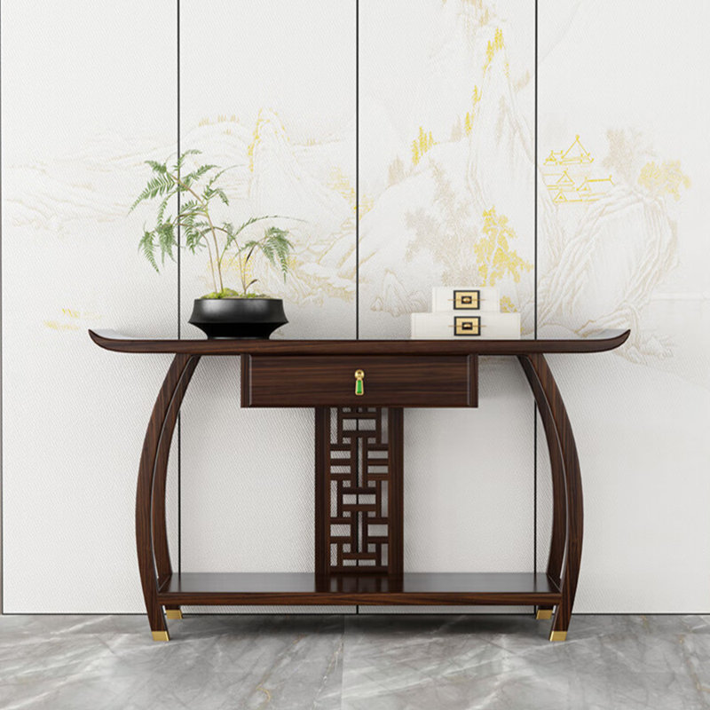 Chinese style full solid wood console table, 34.6" H x 62.9" W x 15.7" D