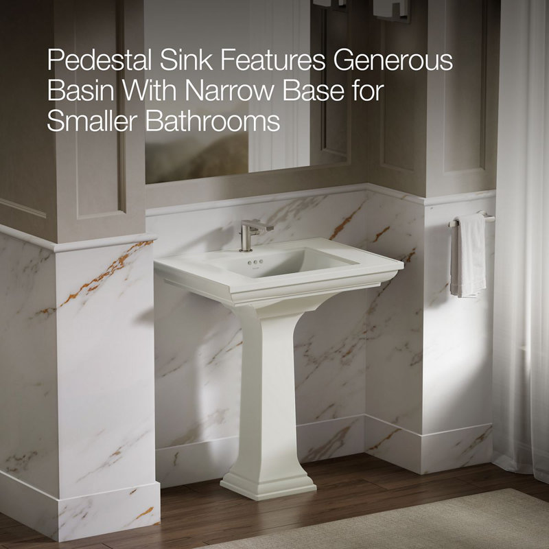 Memoirs® Stately 24" Pedestal Bathroom Sink with 4" Centerset Faucet Holes, Dune, Single, 34.75" H x 22.19" W x 30.69" L