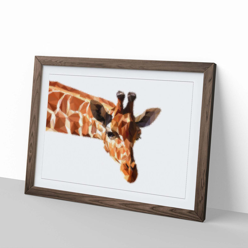 Geometric Giraffe in Abstract - Framed Print, Walnut Framed, 48cm H x 65cm W x 2cm D