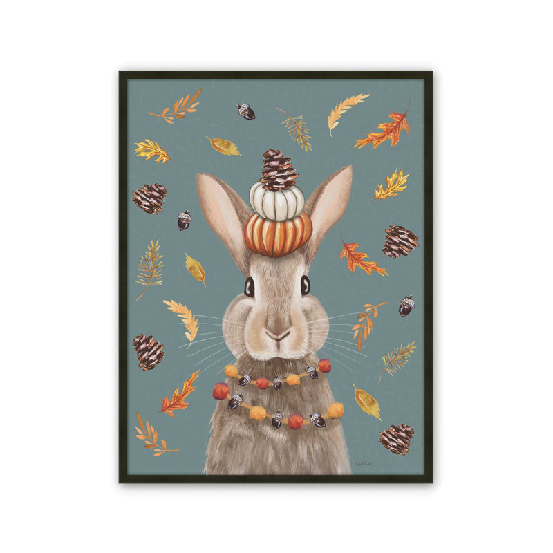 «Fall Rabbit» par Elizabeth Tyndall, reproduction d'art, L 30 x H 40, Noir, Impression encadrée