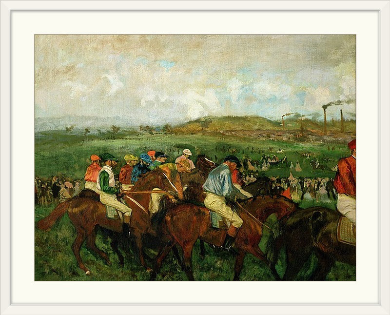 «Gentlemen Race avant le départ, 1862» par Edgar Degas, reproduction d'art, H 23 po x l 30 po x P 1,5 po, Toile