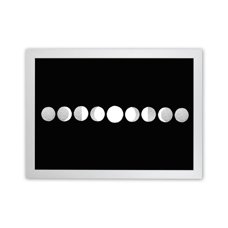 Moon Cycle Line 1 Piece Wall Art, 25cm H x 34cm W x 3cm D, White Framed
