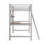 Lit mezzanine double en métal avec bureau et tablette de rangement, lit station de travail argenté pour les adolescents, un dortoir ou une chambre à coucher-1150877692-1150877689