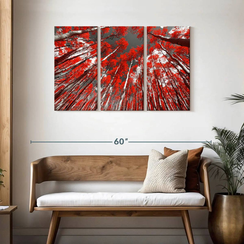 Harnek Red Forest Trees, 28" H x 45" W