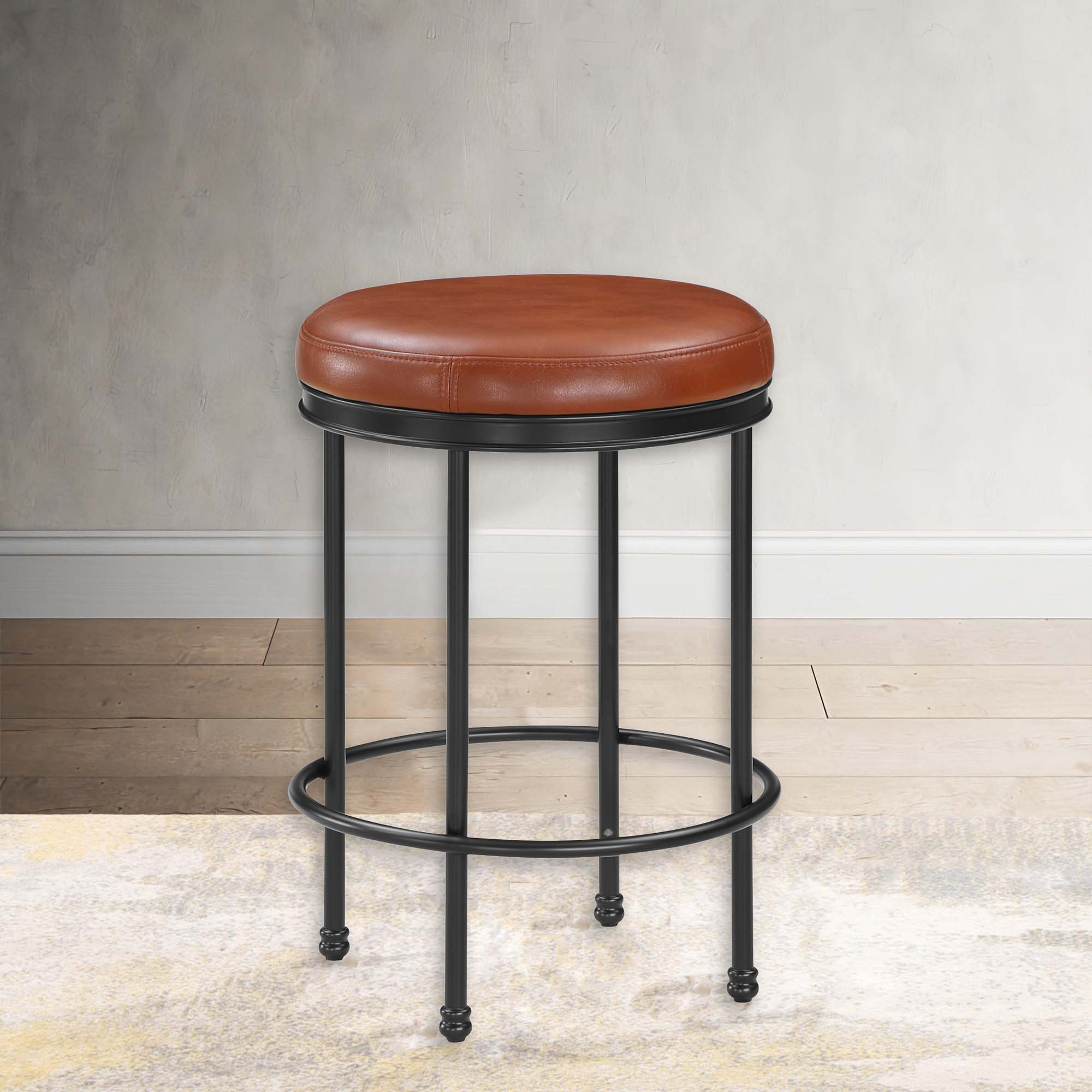 Ebern Designs Faux Leather Backless Counter Height Stool Wayfair