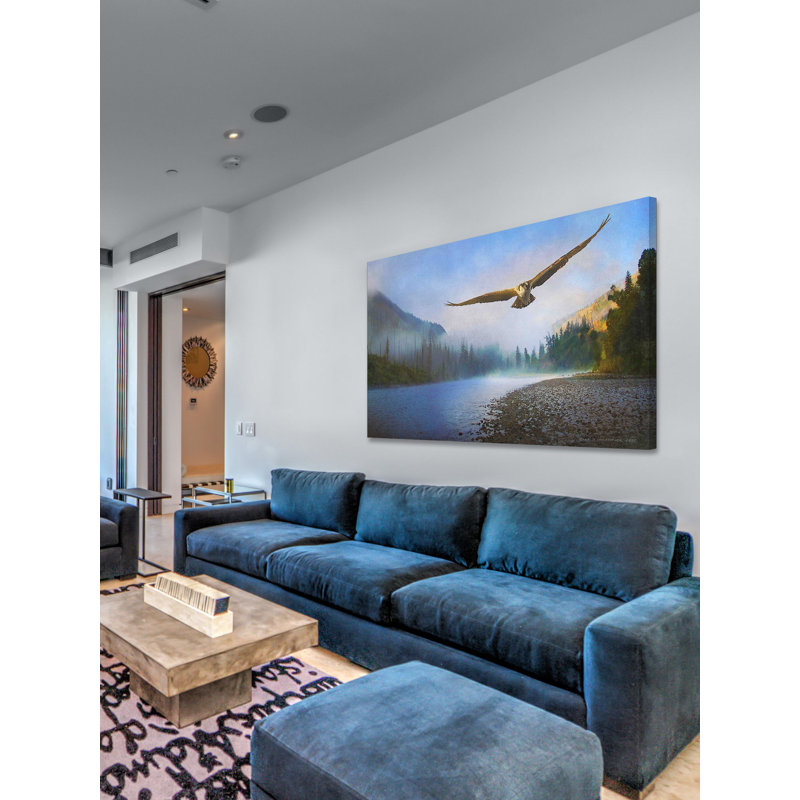 Foggy River Landscape Canvas Art in Sustainable Wood Frame