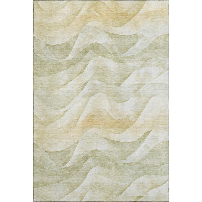 Premium Machine Washable Floyd AMF1619 Waves Rug, Rectangle 9' x 12'