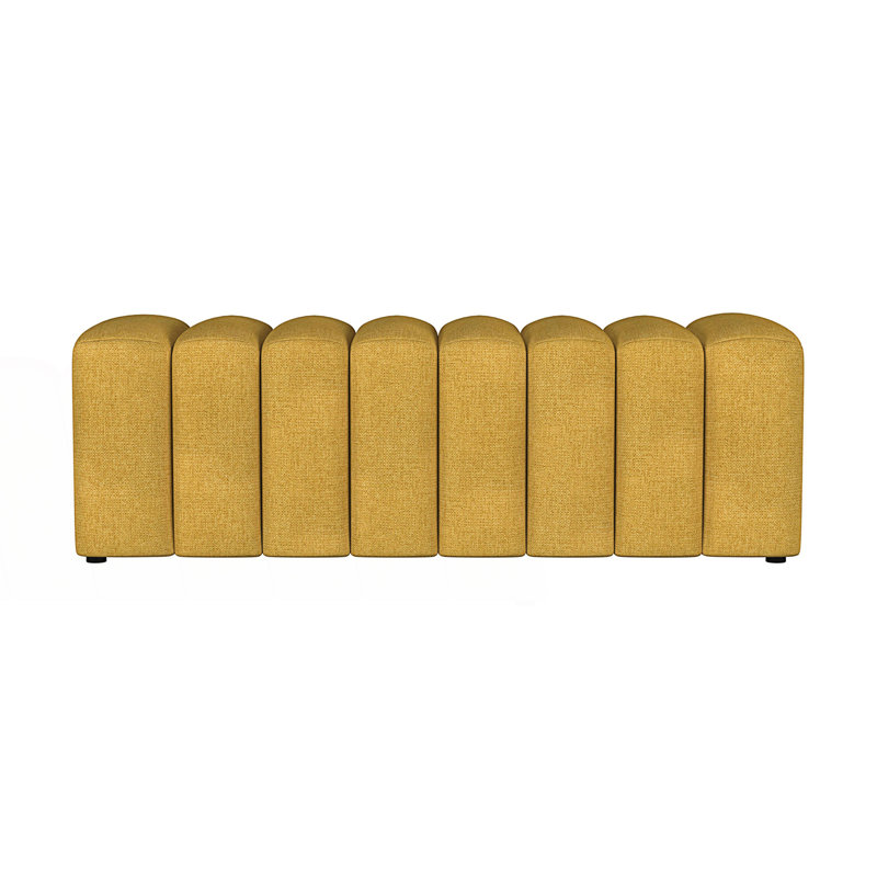 Banc d'appoint rembourré et capitonné, Jaune moutarde