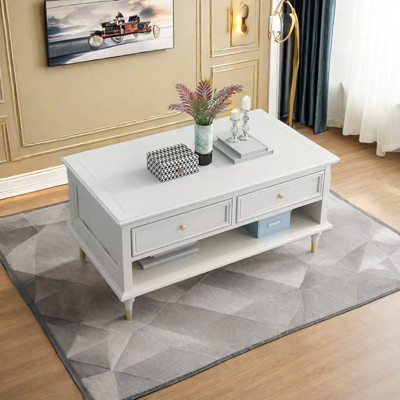 Eco-painted waterproof coffee table, White, 19.29" H x 51.18" L x 26.77" W
