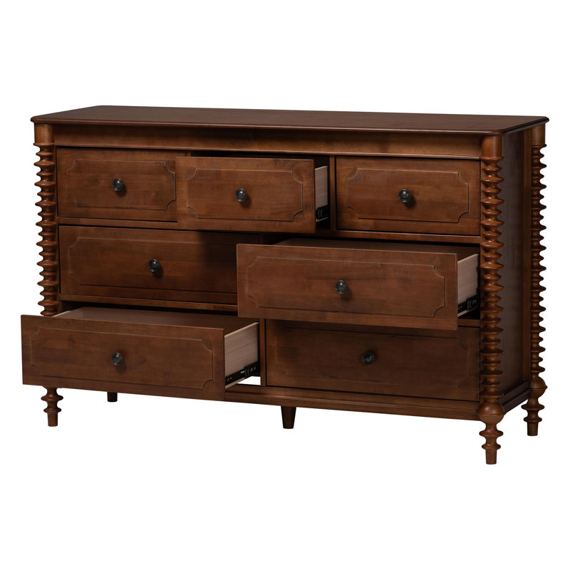 Daviya, commode à 7 tiroirs, brun noyer, Noyer