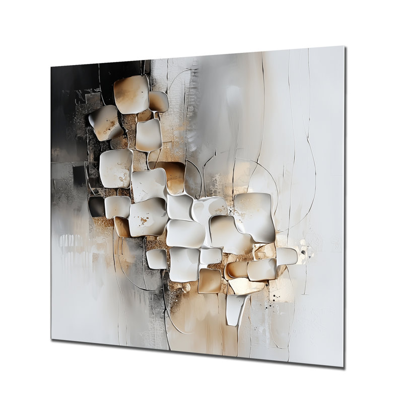 Geometric Mindful Balance Of Colors - Abstract Cubism Metal Wall Decor, Modern Metal Print, 16" H x 16" W x 0.84" D