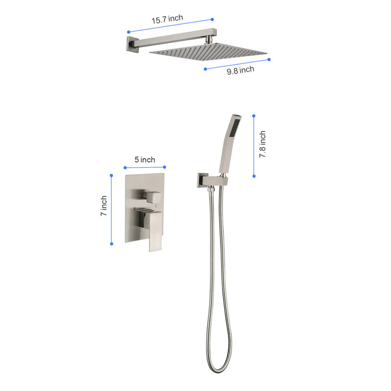 Pomme de douche à pluie 10 po, Nickel brossé
