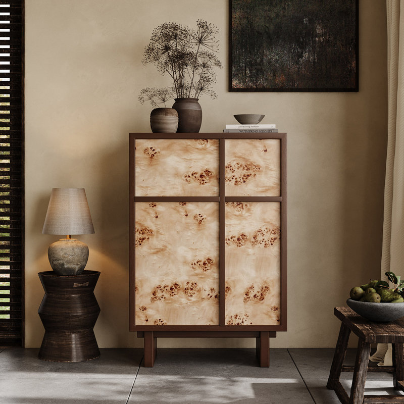 French Minimalist Style Accent Cabinet, Brown