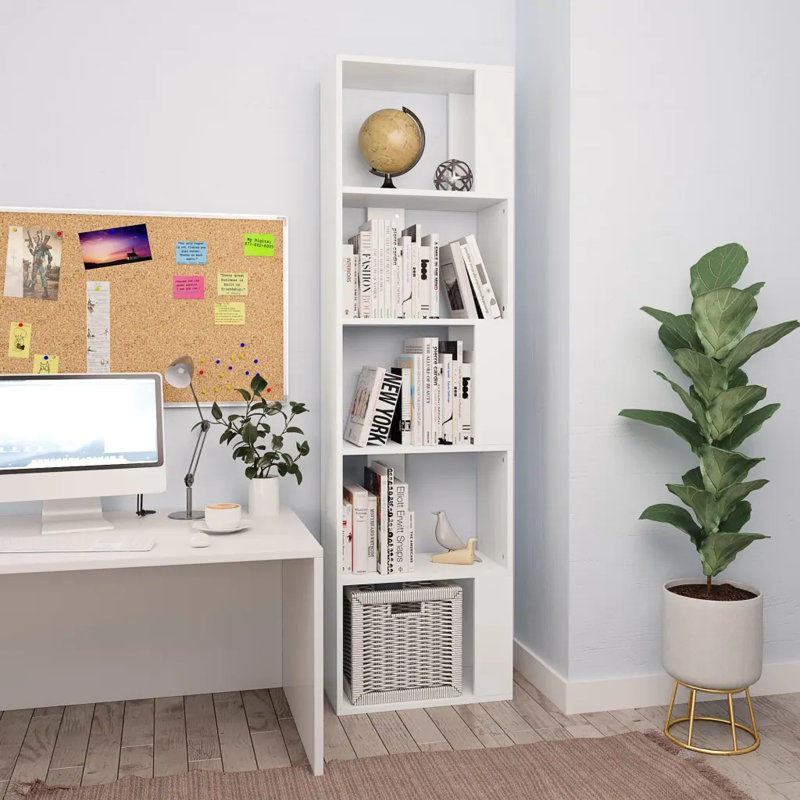 Abderus 159cm H x 45cm W Standard Bookcase, White