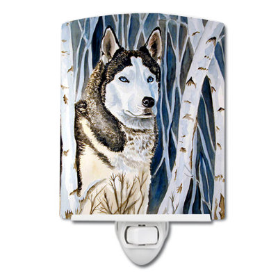 Éclairage de nuit en céramique sibérie husky