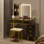 Makeup Vanity with Tri-Color Dimmable Light Mirror, Charge Station, 5-Drawer Sub-Cabinet, Soft Stool-823770324