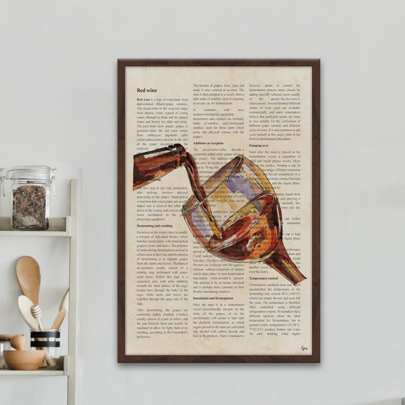 «Red Wine Histoire II» par Eyre Tarney - reproduction de cadre photo, H 30 po x l 20 po x P 1,5 po