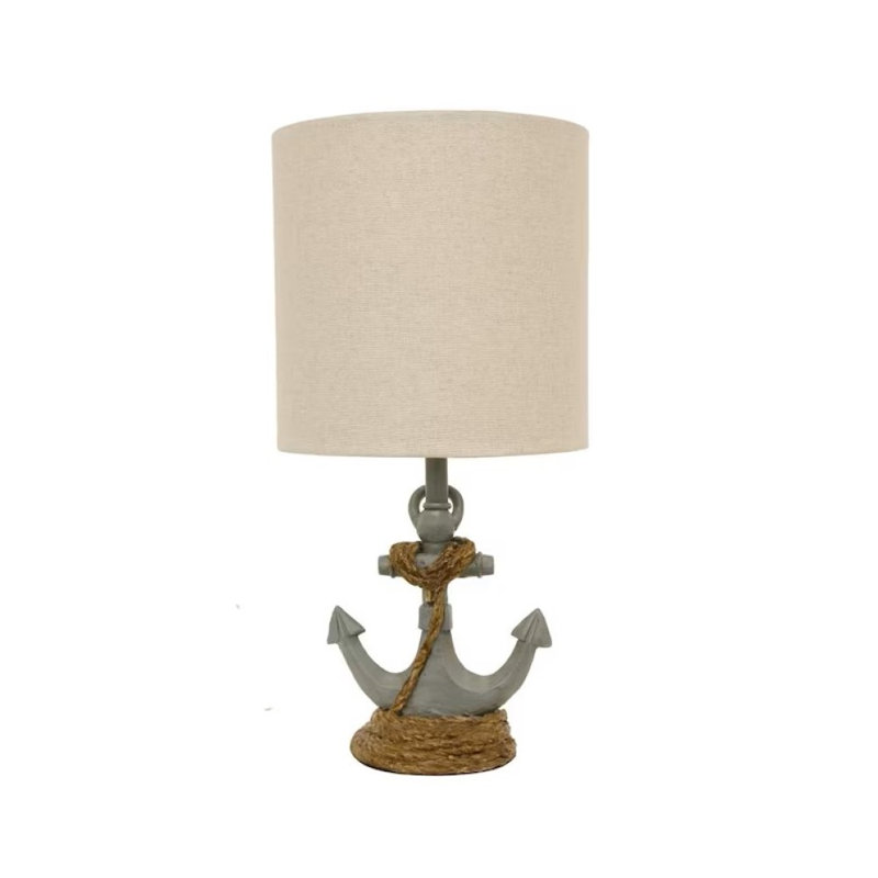 Lampe d'appoint Breakwater Bay Abrons en résine, 16 po x 8 po, Bleu, Crème