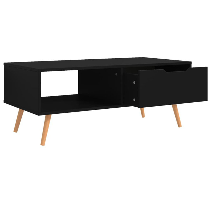 Cleorand Four Leg Coffee Table with Storage, Black
