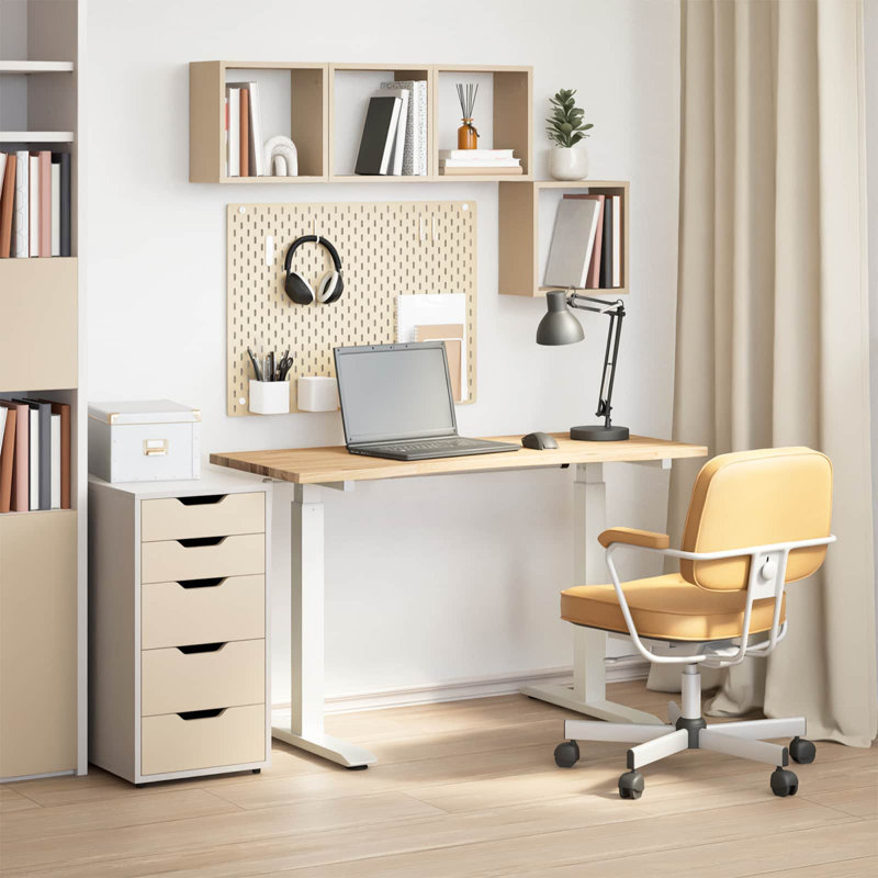 Adjustable Standing Desk, Natural, White