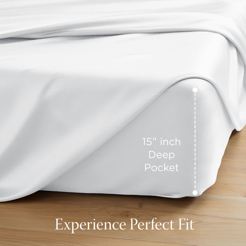 600 Thread Count 100% Cotton Sheet set in Sateen Weave, White, Twin XL Sheet Set with 1 Pillowcase, Solid