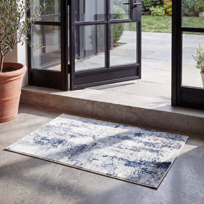 Tapis abstrait gris / bleu Minyard