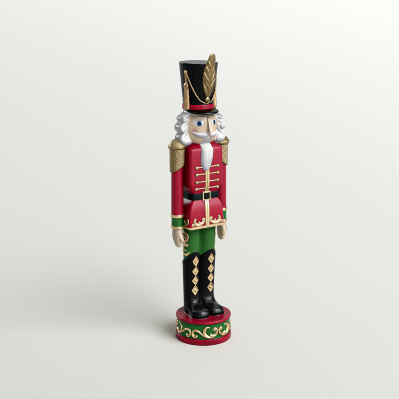 37-Inch Red and Green Resin Christmas Nutcracker Statue