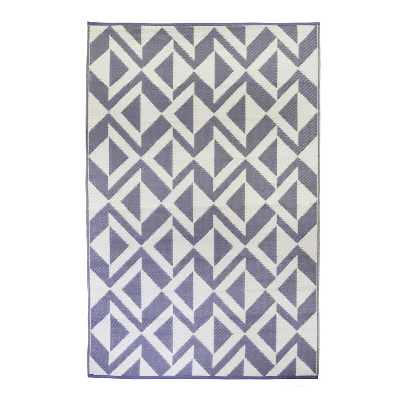 Tapis intérieur / extérieur tissé à la main indigo / blanc