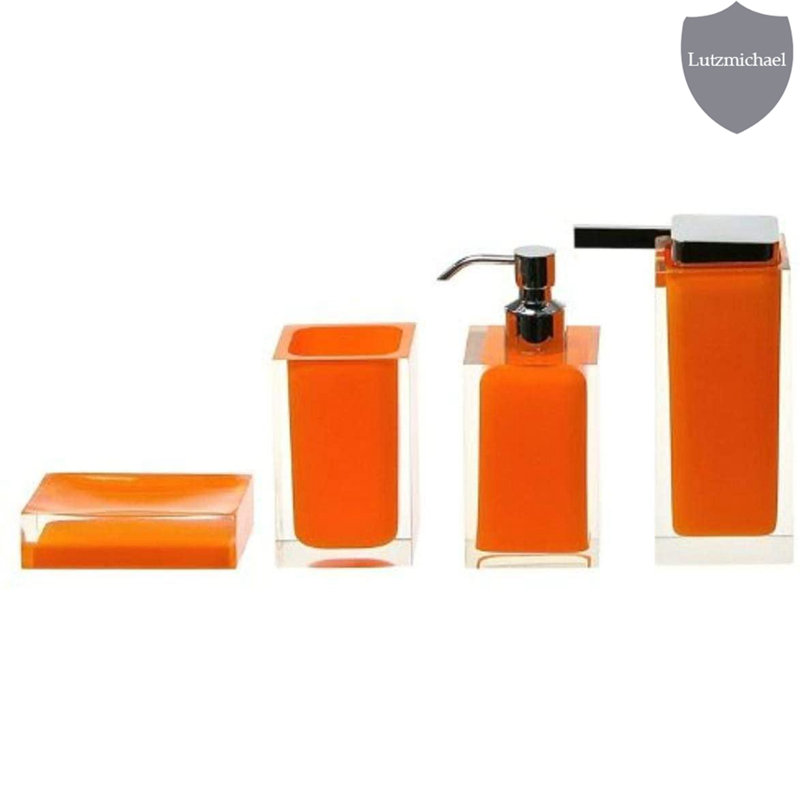 Currahee Plastic Bathroom Accessory Set, Orange
