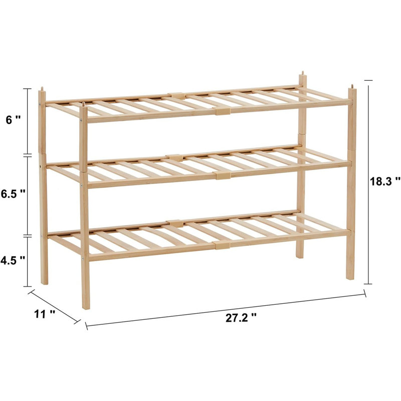 6 Pair Stackable Shoe Rack, Brown