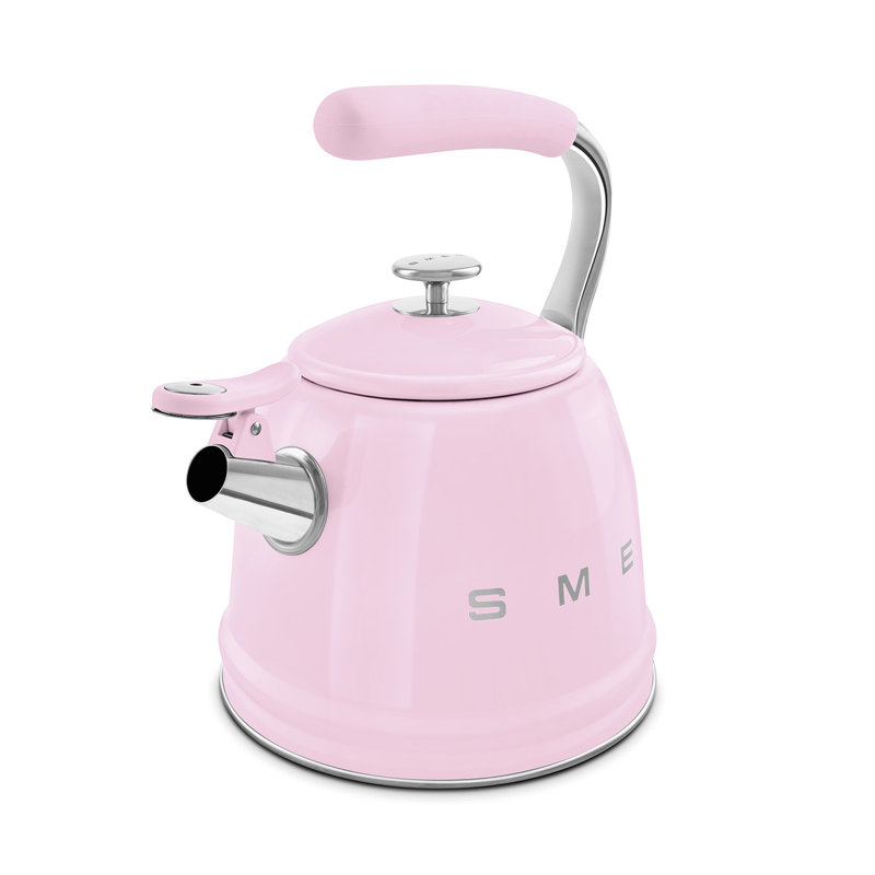 Smeg WKF01 50's Style Retro Whistling Kettle, Pink