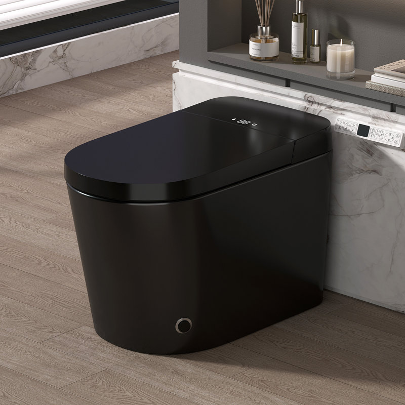 Toilettes intelligentes avec chasse d'eau automatique, en porcelaine noire, entraxe de 30,5 cm (12 po), style contemporain