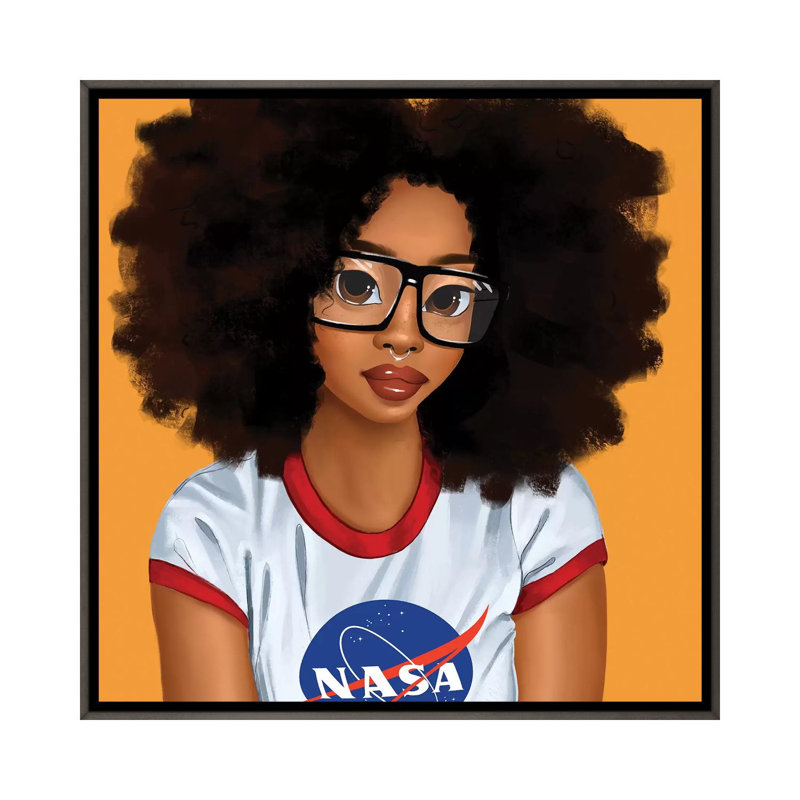 « Nerd Girl » par Princess karibo-impression d’art graphique, Toile avec cadre gris, Pas de tapis