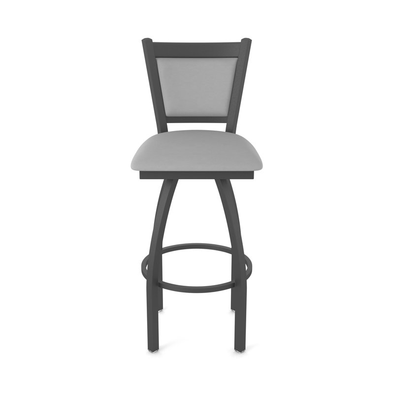 Tabouret pivotant Hadleigh, Tabouret de comptoir (siège d'une hauteur de 25 p, Étain, Vinyle - gris Folkstone Canter
