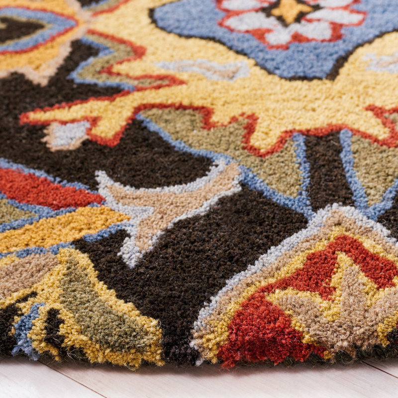 Ayofemi Hand Tufted Wool Floral Rug, Round 6'