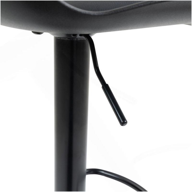 Bar Stools Set Of 2 – Modern PU Leather Counter Height Barstools With Back, Height Adjustable Swivel Kitchen Island Chairs, Armless, Large Base-Black