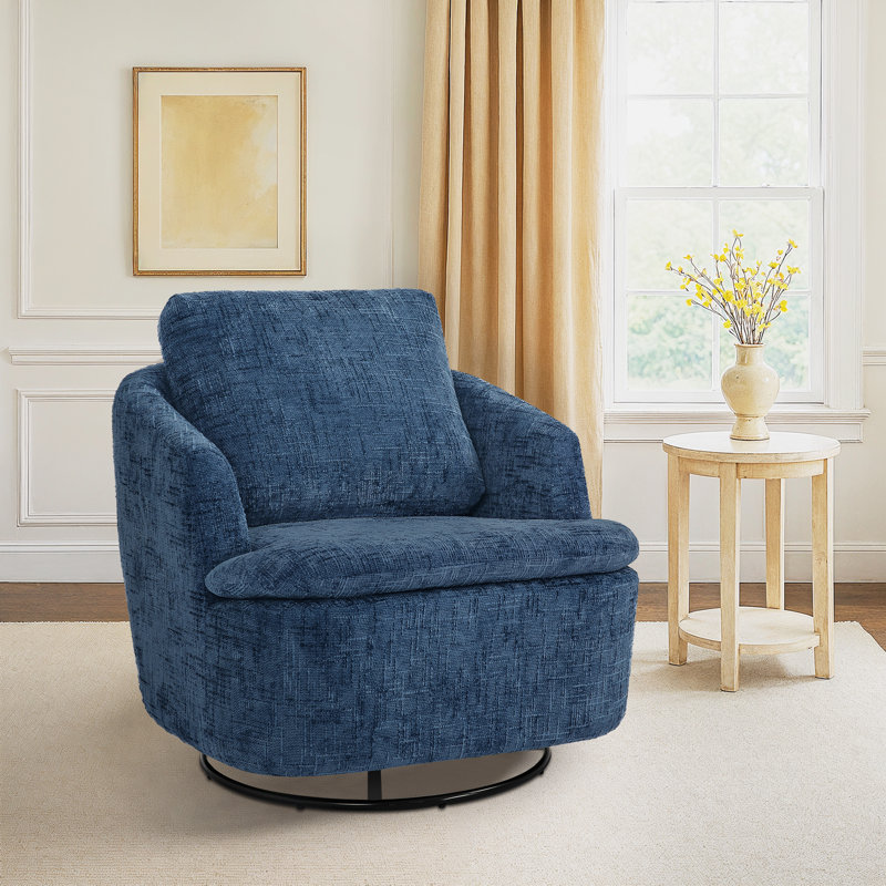 Fauteuil oscillant pivotant Arthur, Chenille bleu foncé
