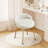 Vanity Chair with Low Back Accent Stool Makeup Chair for Bedroom Bathroom and Living Room, Faux Leather, White-398393691