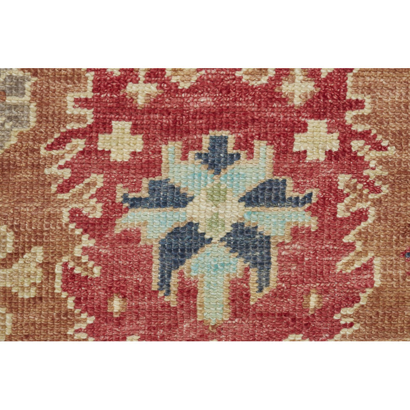 Kali Hand Knotted Wool Oriental Area Rug in Rust, Rectangle 10' x 14'