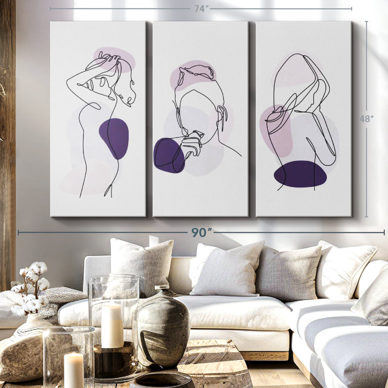 Amour «Women One Line Canvas Print» sur, H 74 po x l 48 po