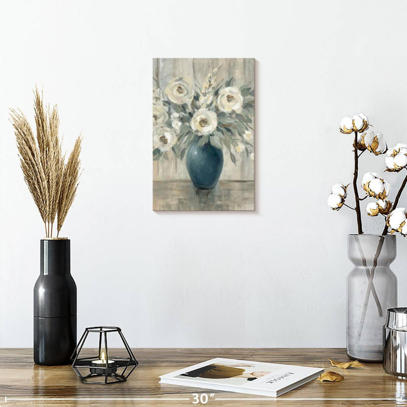 Harnek floral gris grange, H 12 po x l 8 po
